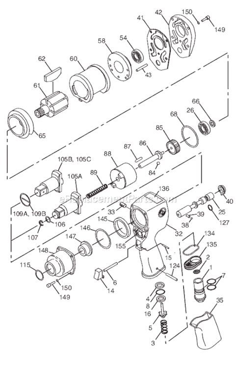 Page A Diagram and Parts List for CP6760 T025311 Chicago Pneumatic Wrench